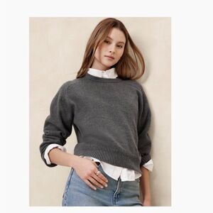 Banana Republic Perfectly Soft Crew Neck Sweater in Charcoal Grey